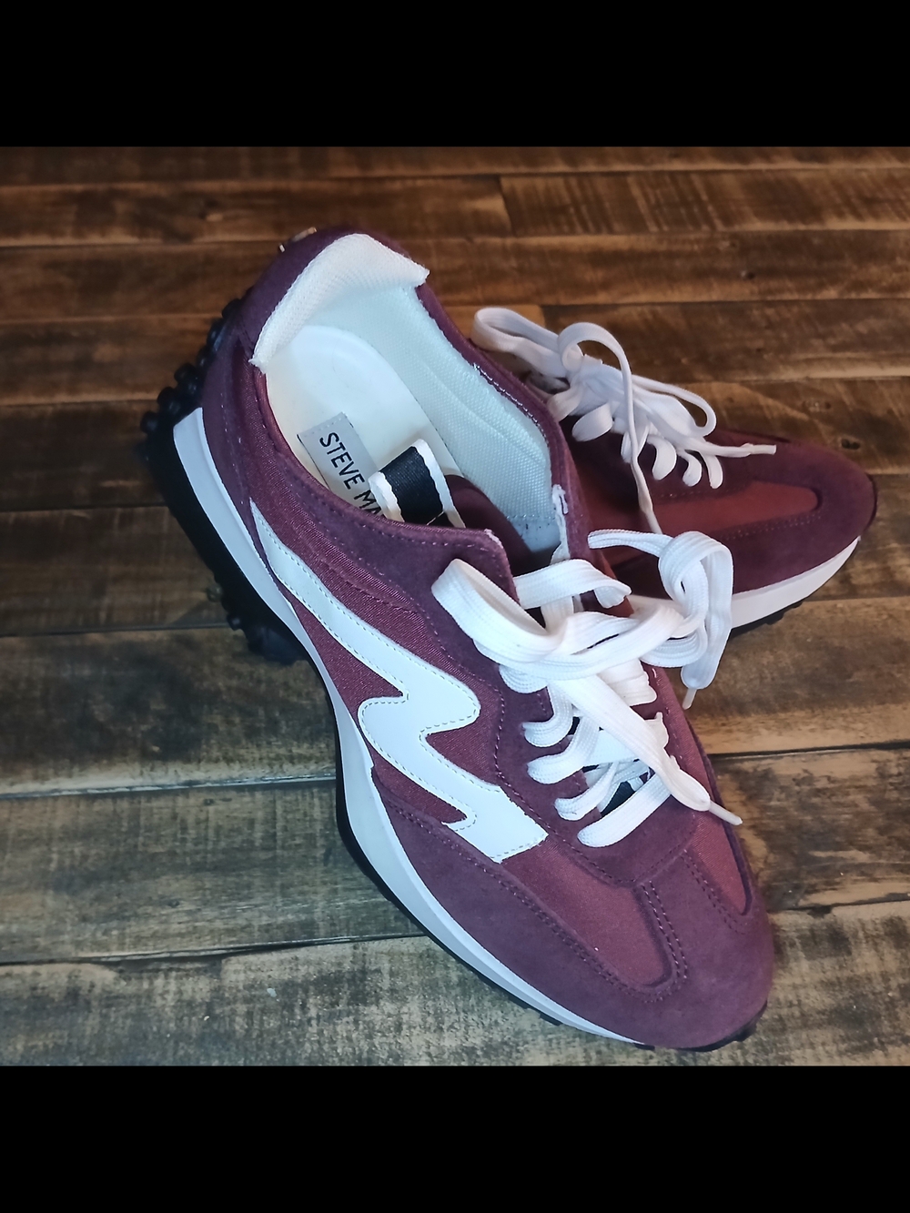 Steve Madden Burgundy Suede Sneakers with White Accent